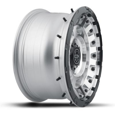 Hammer Pro 17 X 8.5 / 6 X 5.5 0MM Offset 4.75 Inch Back Space Silver Machined W/ Black Ring, ICON Alloys