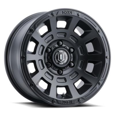 Compression 17 X 8.5 / 6 X 5.5 / 0MM / 4.75 Inch Back Space Satin Black 10 Spoke , ICON Alloys