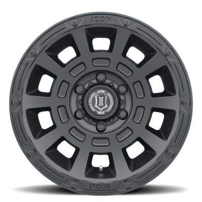 Compression 17 X 8.5 / 6 X 5.5 / 0MM / 4.75 Inch Back Space Satin Black 10 Spoke , ICON Alloys