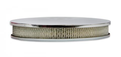 Air Cleaner Low Mount Chrome 14 Inch Diameter, 2-1/4 Inch Tall, 3 Inch Neck Mr Gasket