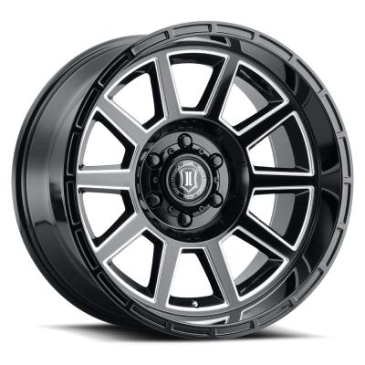 Recoil 20 X 10 / 6 X 5.5 / -24 MM / 4.5 Inch Back Space Gloss Black W/ Milled Windows, ICON Alloys