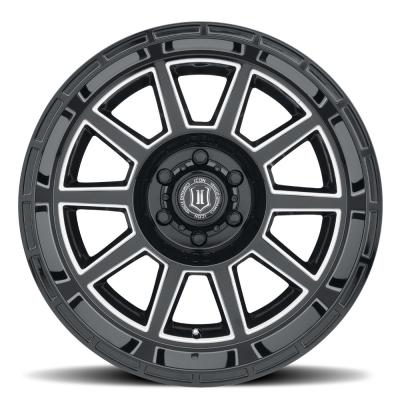 Recoil 20 X 10 / 6 X 5.5 / -24 MM / 4.5 Inch Back Space Gloss Black W/ Milled Windows, ICON Alloys