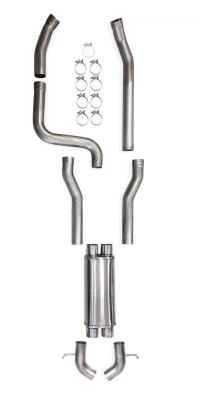 LS Swap Cat-Back Exhaust System With Turn Downs 1982-1993 GM S-10, S-15, Sonoma 2WD LS Swap Cat-Back Exhaust System, Dual 3 Inch In, Dual 3 Inch Out W, Turndowns 409Ss Natural Finish Aggressive To Moderate Sound Hooker BlackHeart
