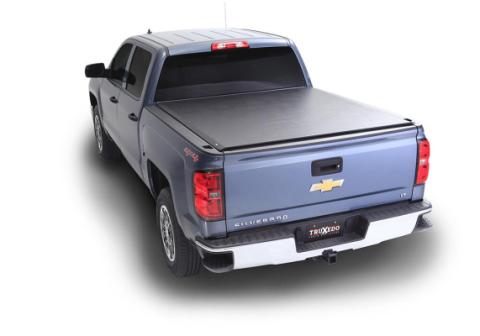 Deuce Tonneau Cover Black 2007-2014 Silverado/Sierra 3500 HD 8 Foot Bed with Dual Rear Wheels with Bed Caps Truxedo