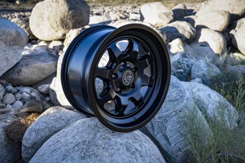 Nuevo 17 X 8.5 / 5 X 150 25MM Offset 5.75 Inch Back Space Satin Black, ICON Alloys