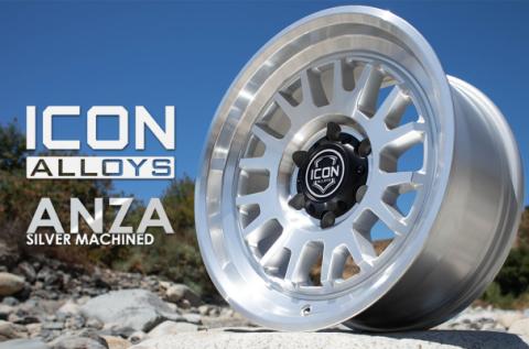 Anza 17 X 8.5 / 5 X 150 25MM Offset 5.75 Inch Back Space Sliver Machined, ICON Alloys