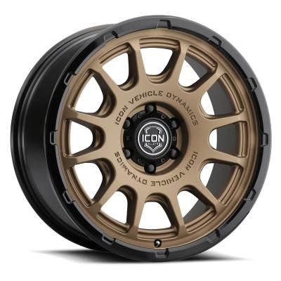 Rancho 20 X 9 / 5 X 150 16MM Offset 5.625 Inch Back Space Satin Bronze W/ Gloss Black Lip, ICON Alloys