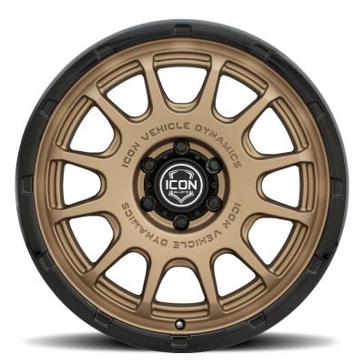 Rancho 20 X 9 / 5 X 150 16MM Offset 5.625 Inch Back Space Satin Bronze W/ Gloss Black Lip, ICON Alloys