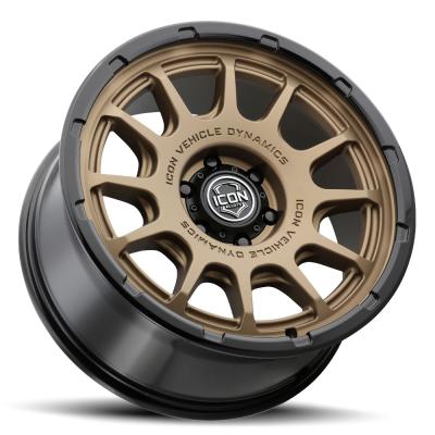 Rancho 20 X 9 / 5 X 150 16MM Offset 5.625 Inch Back Space Satin Bronze W/ Gloss Black Lip, ICON Alloys