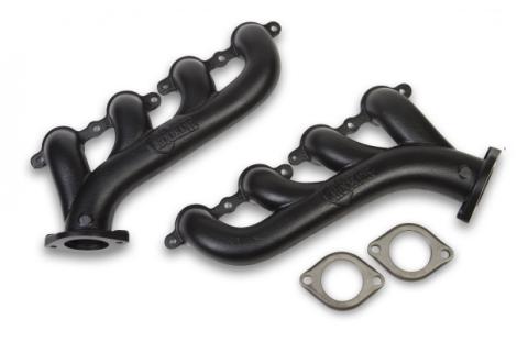 LS Swap Exhaust Manifolds Black Ceramic Finish Multi-Fit 2.25 In. Outlet Gen III, Gen Iv Chevrolet LS Engine Hooker BlackHeart