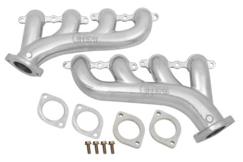 LS Swap Exhaust Manifolds Silver Ceramic Finish Multi-Fit 2.50 In. Outlet Gen III, Gen Iv Chevrolet LS Engine Hooker BlackHeart