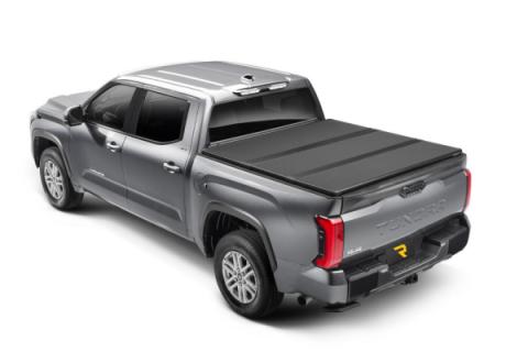 Solid Fold ALX Tonneau Cover Black Textured Paint 2014-2021 Toyota Tundra 5' 7 inch Bed without Deck Rail System without Trail Special Edition Storage Boxes Extang