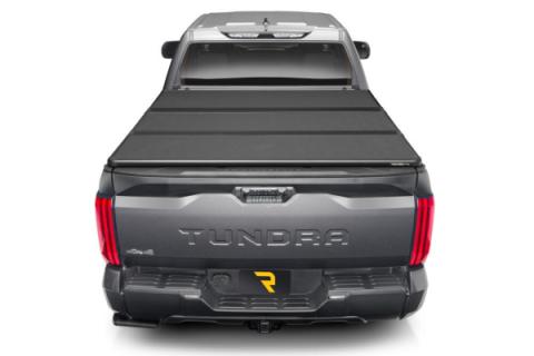 Solid Fold ALX Tonneau Cover Black Textured Paint 2014-2021 Toyota Tundra 5' 7 inch Bed without Deck Rail System without Trail Special Edition Storage Boxes Extang
