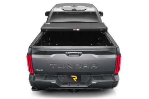 Solid Fold ALX Tonneau Cover Black Textured Paint 2014-2021 Toyota Tundra 5' 7 inch Bed without Deck Rail System without Trail Special Edition Storage Boxes Extang