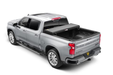 Solid Fold ALX Tonneau Cover Black Textured Paint 2020-2026 Silverado/Sierra 2500 HD/3500 HD 8' Bed without Factory Side Storage Boxes Extang