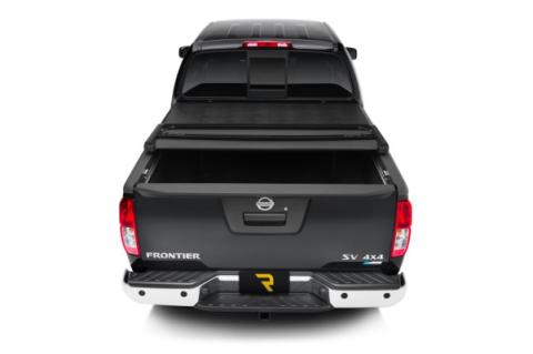 Trifecta 2.0 Tonneau Cover Black Leather Grained Fabric 2005-2021 Nissan Frontier 4' 11 inch Bed Bed with Factory Bed Rail Caps Extang