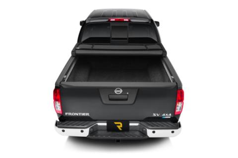 Trifecta 2.0 Tonneau Cover Black Leather Grained Fabric 2005-2021 Nissan Frontier 4' 11 inch Bed Bed with Factory Bed Rail Caps Extang