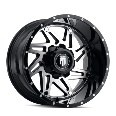 Warrior AT165 Gloss Black Machined 20X10 5-139.7 -24MM 110.3MM Off Road Wheels American Truxx