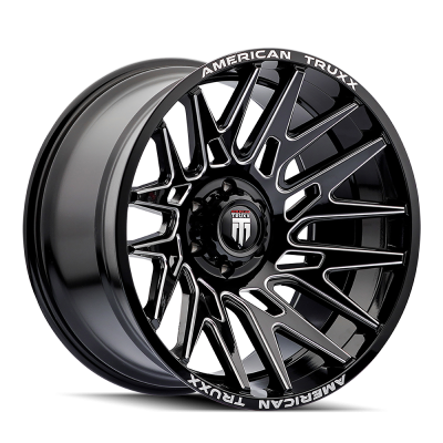 Evolution AT1919 Gloss Black Milled 22X12 6-139.7 -44MM 106MM Off Road Wheels AT