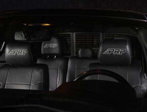 Front Seat Covers for 2012-14 Ford Raptor Pair Black with Red Stitch PRP Seats