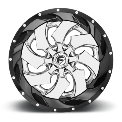 Aluminum Wheels 20X9 Cleaver D240 8 On 165.1 Chrome/Gloss Black Lip 125.1 Bore 20 Offset 8 Spoke Fuel Off Road Wheels