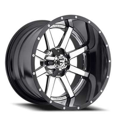 Aluminum Wheels 22X14 Maverick D260 8 On 165.1 Chrome/Gloss Black Lip 125.1 Bore -70 Offset Fuel Off Road Wheels