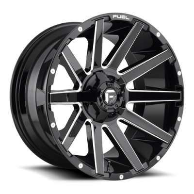 Aluminum Wheels 24X12 Contra D615 5 On 139.7/5 On 150 Gloss Black/Milled 110.3 Bore -44 Offset Multi Spoke Fuel Off Road Wheels