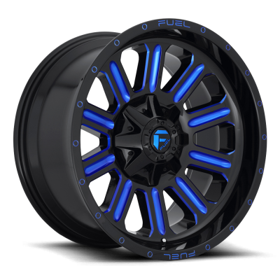 Aluminum Wheels 20X10 Hardline D646 8 On 165.1 Gloss Black/Candy Blue 125.2 Bore -18 Offset Fuel Off Road Wheels
