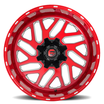 Aluminum Wheels 22X12 Triton D691 8 On 165.1 Candy Red Milled 125.1 Bore -43 Offset Mesh Spoke Fuel Off Road Wheels