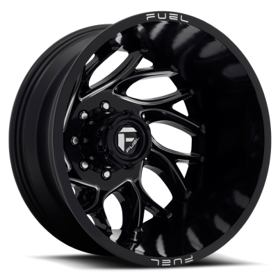 Dually Wheels 22X8.25 Runner Dually D741 8 On 210 Gloss Black Milled 154.3 Bore -246 Offset 8 Spoke Outer Dually Fuel Off Road Wheels