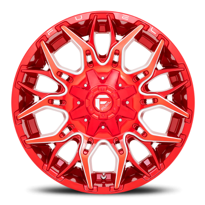 Aluminum Wheels 22X10 Twitch D771 8 On 165.1 Candy Red Milled 125.2 Bore -18 Offset Fuel Off Road Wheels