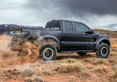 Nerf Step Bar Cab Length (2 Steps per Side) 2015-2025 Ford F-150/ 2017-2025 Raptor SuperCrew Gloss Black NFab