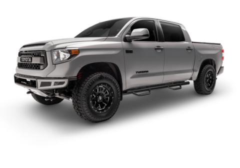 Nerf Step Bar Wheel-to-Wheel without Bed Access (2 Steps per Side) 3 Inch Main Tube Diameter 2015-2025 Ford F-150 5 Foot 7 Inch SuperCrew Gloss Black NFab