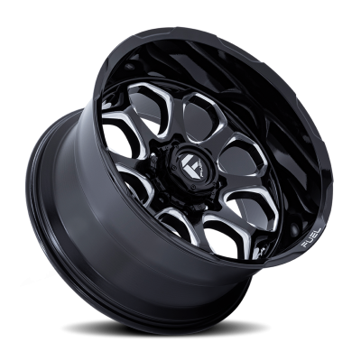 Aluminum Wheels 22X10 Scepter FC862 BE 8 On 180 Gloss Black Milled 124.2 Bore -18 Offset Fuel Off Road Wheels