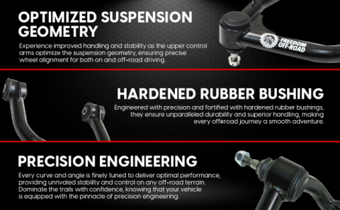Front Upper Control Arms for 2-4 Inch Lift 11-19 Silverado/Sierra 2500 HD/3500 HD Freedom Off-Road