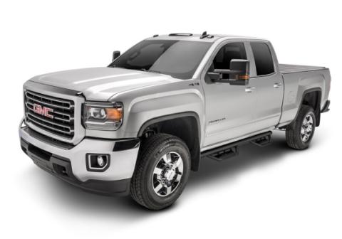 Podium Step LG Cab Length (2 Steps per Side) 3 Inch Main Tube Diameter 2007-2013 Chevy Silverado/GMC Sierra 1500/2007-2010 2500 HD/3500 HD Crew Cab Textured Black NFab