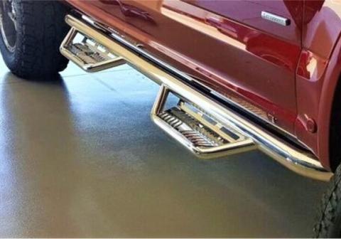 Podium Step SS Cab Length (2 Steps per Side) 3 Inch Main Tube Diameter 2015-2025 Ford F-150 -2017-2025 F-250/F-350/F-450, 2017-2025 Raptor SuperCrew Polished Stainless NFab