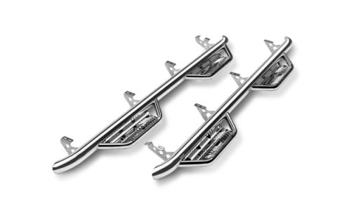 Podium Step SS Cab Length (2 Steps per Side) 3 Inch Main Tube Diameter 2007-2021 Toyota Tundra Double Cab Polished Stainless NFab