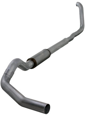 Turbo Back Exhaust 00-03.5 F250/F350 5 Inch Single In/ Single Out Pass With Muffler Stainless Diamond Eye