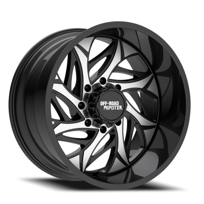 Aluminum Wheels 22x12 M28 GBM Series Machined Gloss Black 8 On 180 Bolt Pattern -44 Offset Off Road Monster