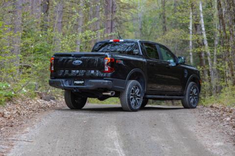 2024-Up Ford Ranger 2.3L Ecoboost Armor BLK Black-Coated Aluminized Steel 3-Inch Cat-Back Single Side Exit with Black Tip MBRP