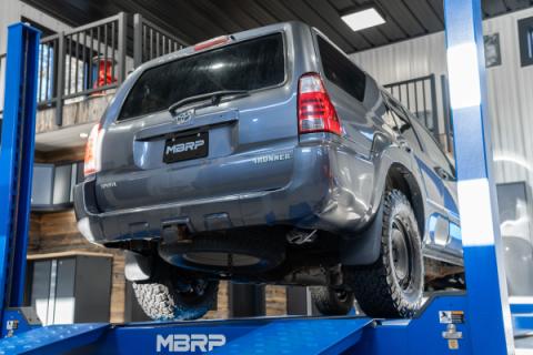 03-24 Toyota 4Runner 11-16 Toyota Land Cruiser Prado Armor Pro T304 Stainless Steel 2.5 Inch Cat-Back High Clearance Turn Down Single Rear Exit MBRP Exhaust System