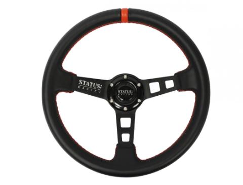Deep Dish Leather Steering Wheel 13 Inch Diameter Red PRP Seats