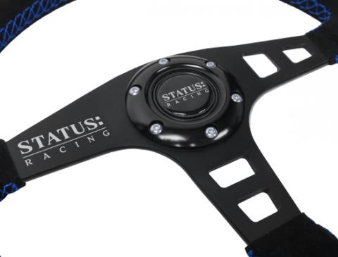Flat Suede Steering Wheel 13 Inch Diameter Blue PRP Seats