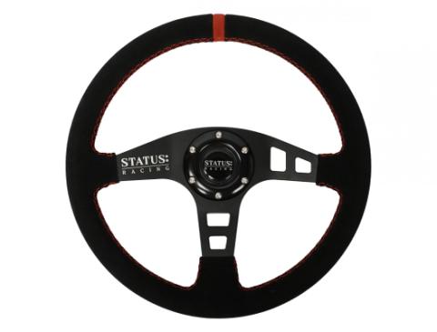 Flat Suede Steering Wheel 13 Inch Diameter Red PRP Seats
