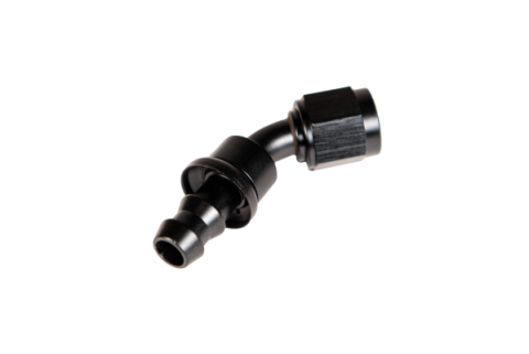 -6 45 Deg to Hose Barb Black Fleece Performance