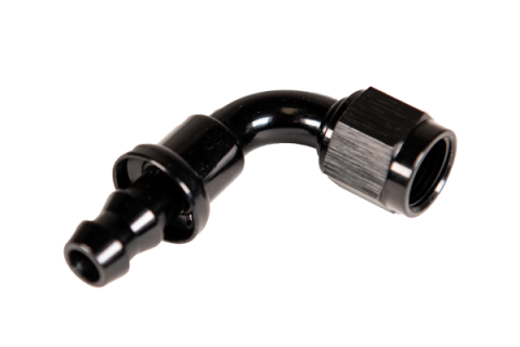 -10 90 Deg to Hose Barb Black Fleece Performance