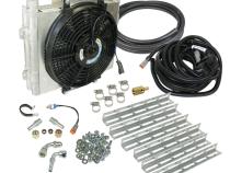 Xtrude Transmission Cooler with Fan Double Stacked Complete Kit 5/8in Lines (Silverado/Sierra) BD Diesel