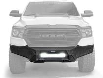 Element Front Bumper with Power Actuated Hide Away Light Bar Mount Textured Black 2019-2024 Ram 1500 Go Rhino