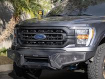 Element Front Bumper with Power Actuated Hide Away Light Bar Mount Textured Black 2021-2023 Ford F-150 Go Rhino